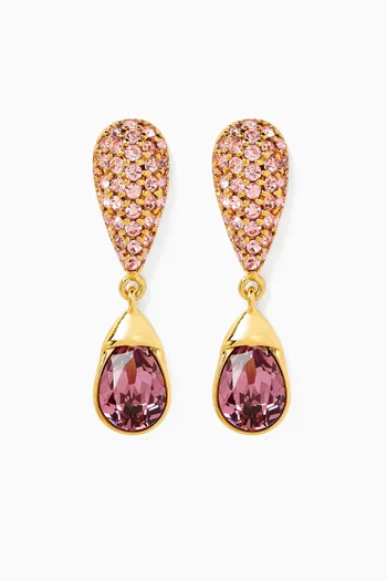 Crystal Drop Earrings in Gold-tone Brass