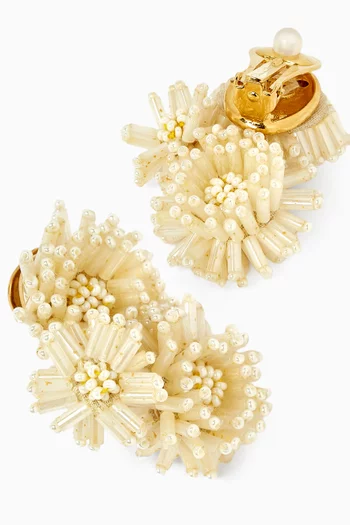 Pom Pom Flower Clip-on Stud Earrings