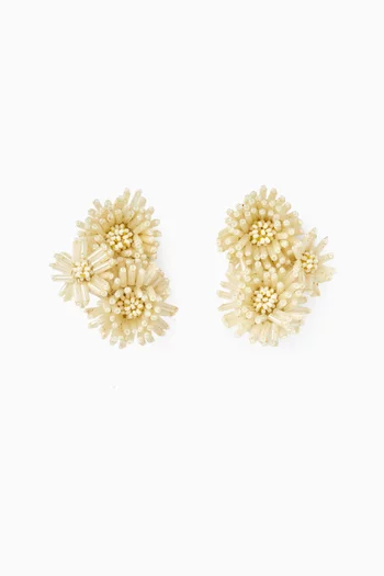 Pom Pom Flower Clip-on Stud Earrings