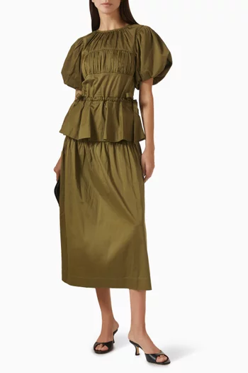 Hadley Puffed-sleeve Blouse in Cotton-satin