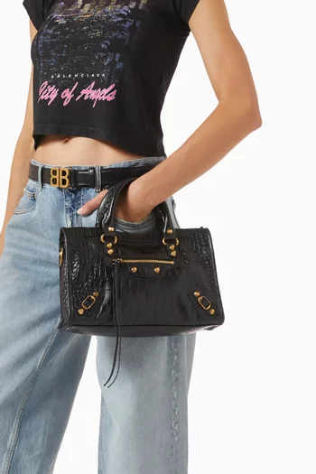Small Le City Bag in Croc-embossed Calfskin