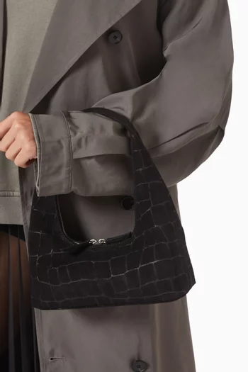 حقيبة كتف هوبو صغيرة شمواه بنقشة جلد التمساح