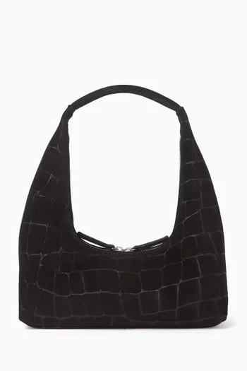 حقيبة كتف هوبو صغيرة شمواه بنقشة جلد التمساح