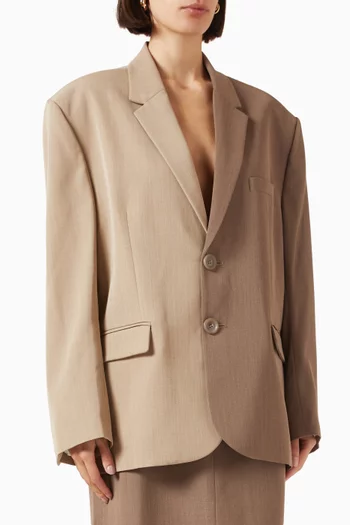 Zelda Oversized Two-tone Blazer in Wool Blend