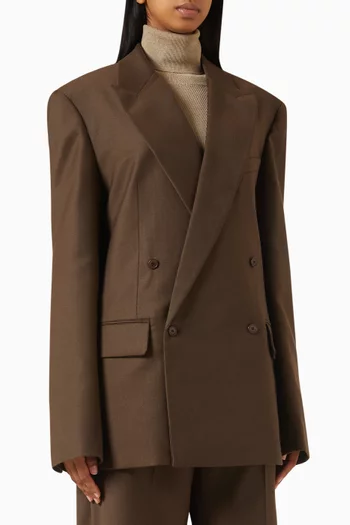 Newark Double-breasted Blazer in Flannel