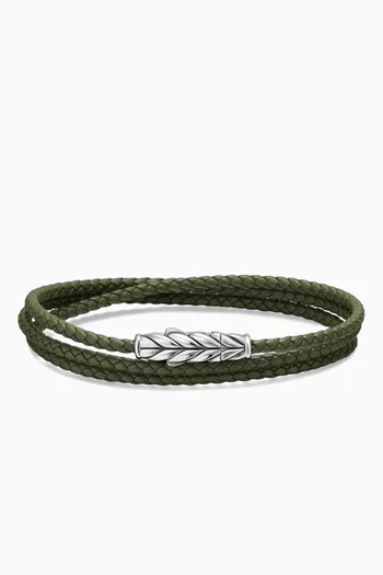 Chevron Triple-Wrap Bracelet in Woven Leather