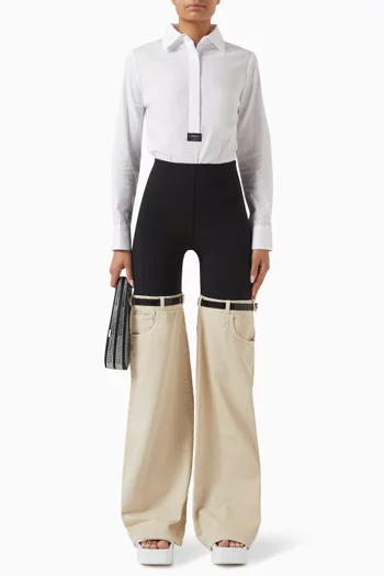 بودي سوت بنمط قميص مزيج قطن