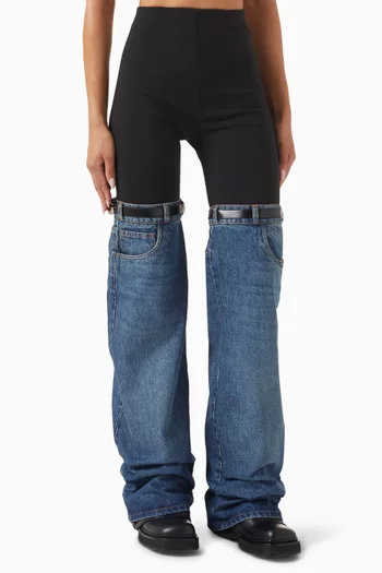 Hybrid Flared Pants in Jersey & Denim