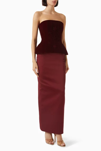 Set Top & Skirt Set in Velvet & Satin