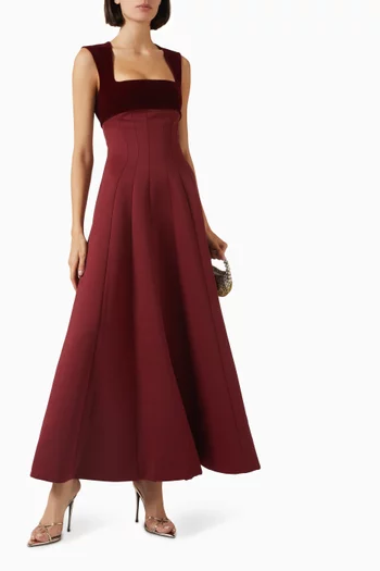 Luce Midi Dress in Velvet & Satin