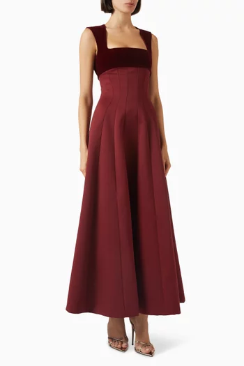 Luce Midi Dress in Velvet & Satin