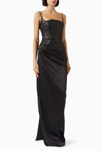 Otto Dress in Brocade & Satin