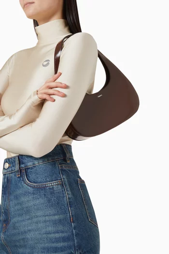 حقيبة سوايب مستطيلة بتصميم رفيع جلد لامع