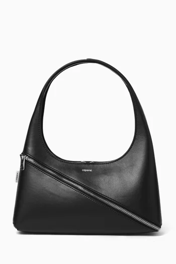 Zip Baguette Bag in Leather