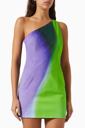 Kaleidoscope One-shoulder Mini Dress