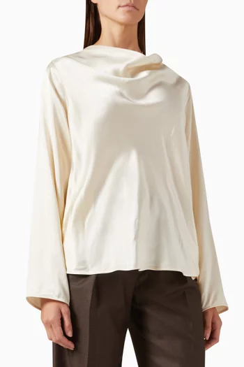 Riddy Draped Blouse in Satin