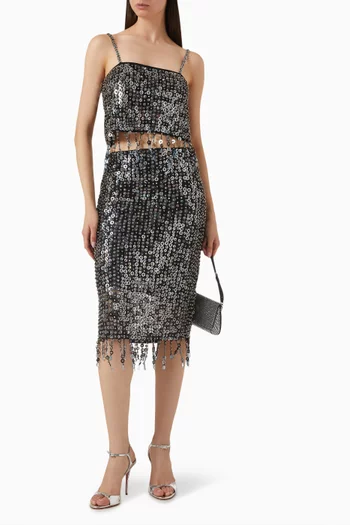 Pongo Embellished Fringe Crop Top