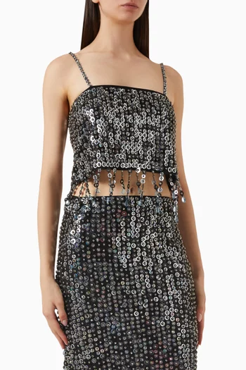 Pongo Embellished Fringe Crop Top