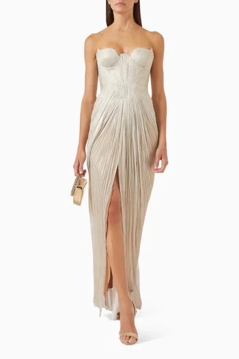 Jasleen Strapless Gown in Metallic-tulle