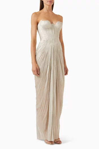 Jasleen Strapless Gown in Metallic-tulle