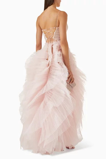 Sureya Layered Ruffle Gown in Tulle