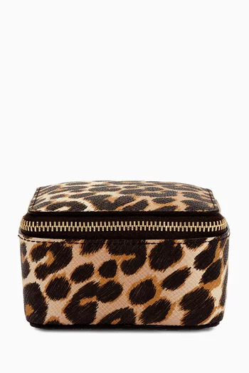 حقيبة مجوهرات متوسطة بتصميم مربع جلد