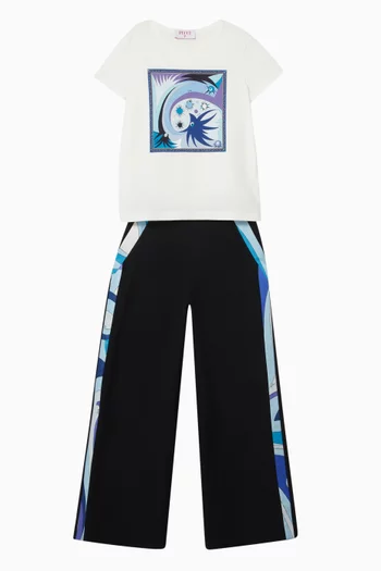 بنطال بقصة ساق واسعة بطبعة 