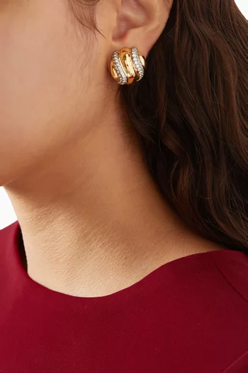 Eva Pavé Clip-on Earrings in 22kt Gold-plated Brass