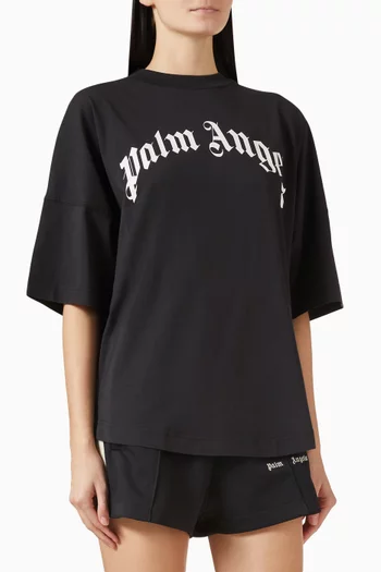 Curved Logo Oversized T-shirt in Cotton