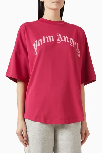 Curved Logo Oversized T-shirt in Cotton