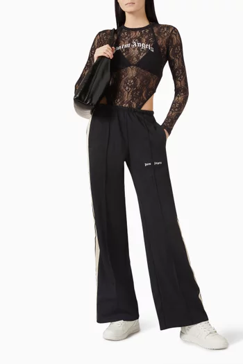 Curved Logo Bodysuit in Lace