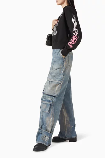 Flames Fitted Sweatshirt in Cotton