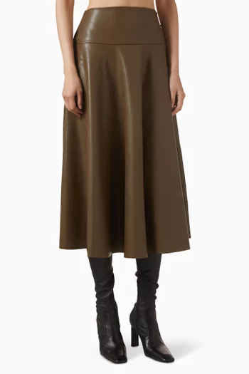 Flared Skirt in Faux Leather