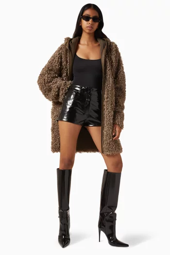 Oversized Hooded Jacket in Faux-fur