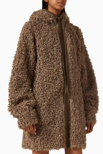 Oversized Hooded Jacket in Faux-fur