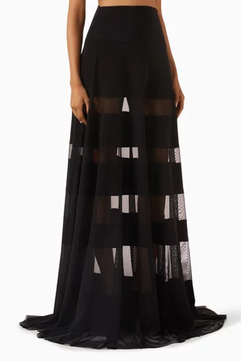 Spliced Flared Floor Skirt