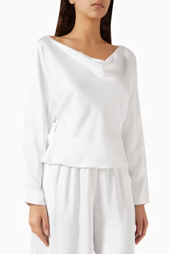 Maria Dolman-sleeve Top in Satin