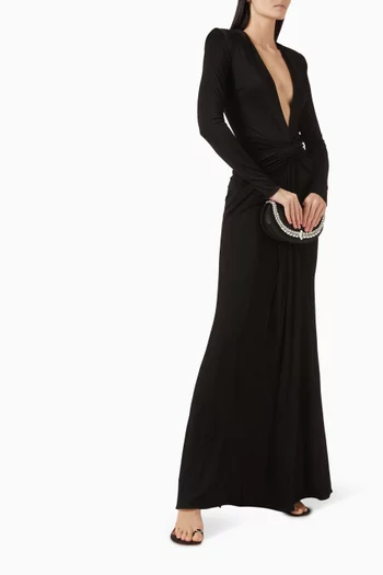 Azure Plunge-neck Maxi Dress