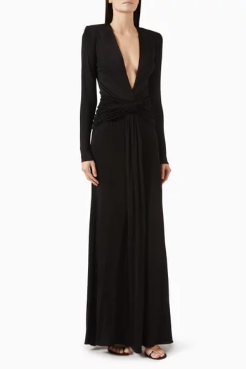 Azure Plunge-neck Maxi Dress