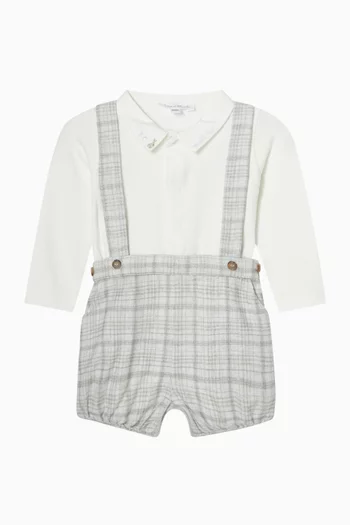 Checked Romper & Shirt Set