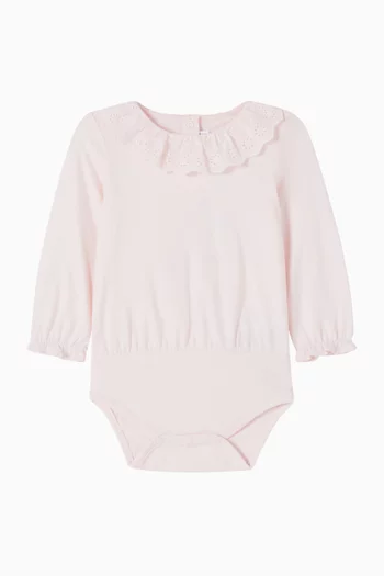 لباس قطعة واحدة بحافة دانتيل قطن