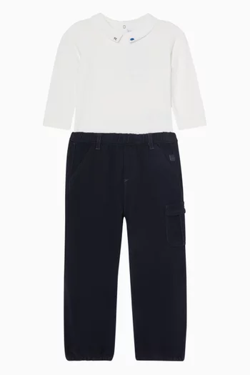 Embroidered Collar Bodysuit in Cotton