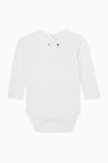 Embroidered Collar Bodysuit in Cotton