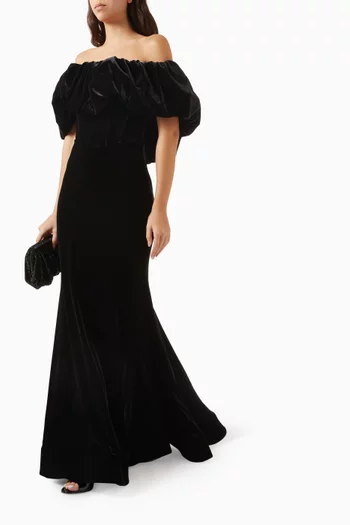Strapless Bustier Maxi Dress in Velvet