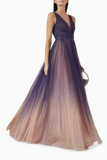 Sleeveless Ombre Ball Gown in Tulle