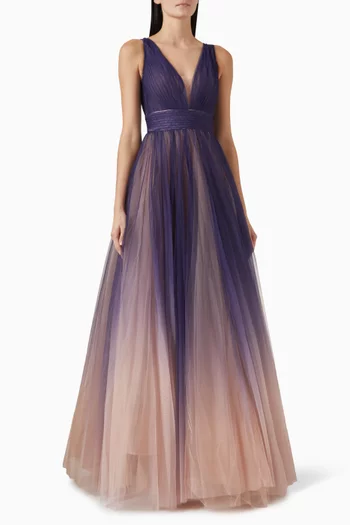 Sleeveless Ombre Ball Gown in Tulle