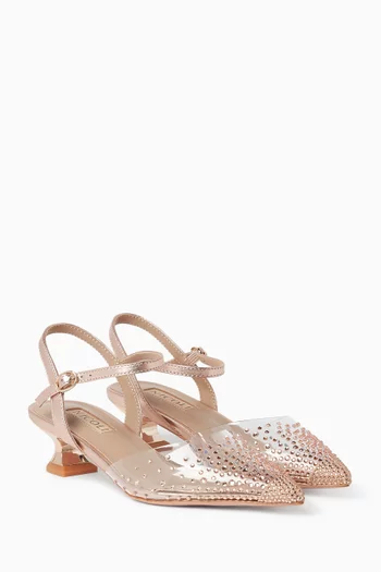Zelmira 30 Crystal-embellished Pumps in Leather & Plexi