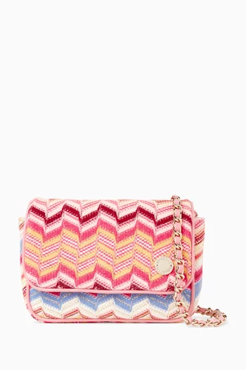 Crochet Knit Shoulder Bag in Cotton