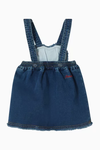Heart-embroidered Dungaree in Denim