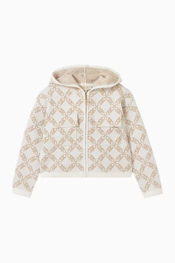 كنزة بغطاء رأس بشعار الماركة